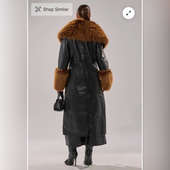 Fur Trim Trench Coat - Size Medium - Picture 6 of 8